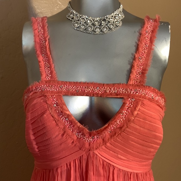 BCBGMAXAZRIA Coral 100% Sillk Mini Dress. Sz 6 - Picture 5 of 6